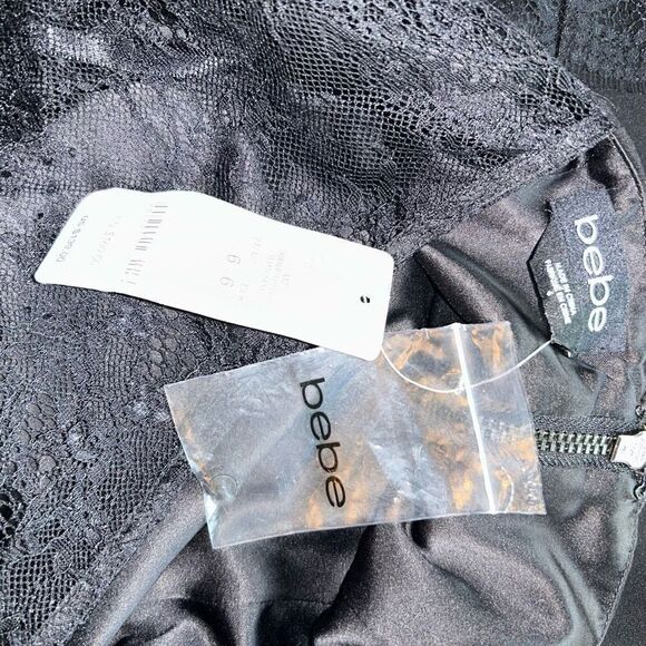 Bebe NWT Black Lace Short Sleeve Evening Jumpsuit - Picture 8 of 9